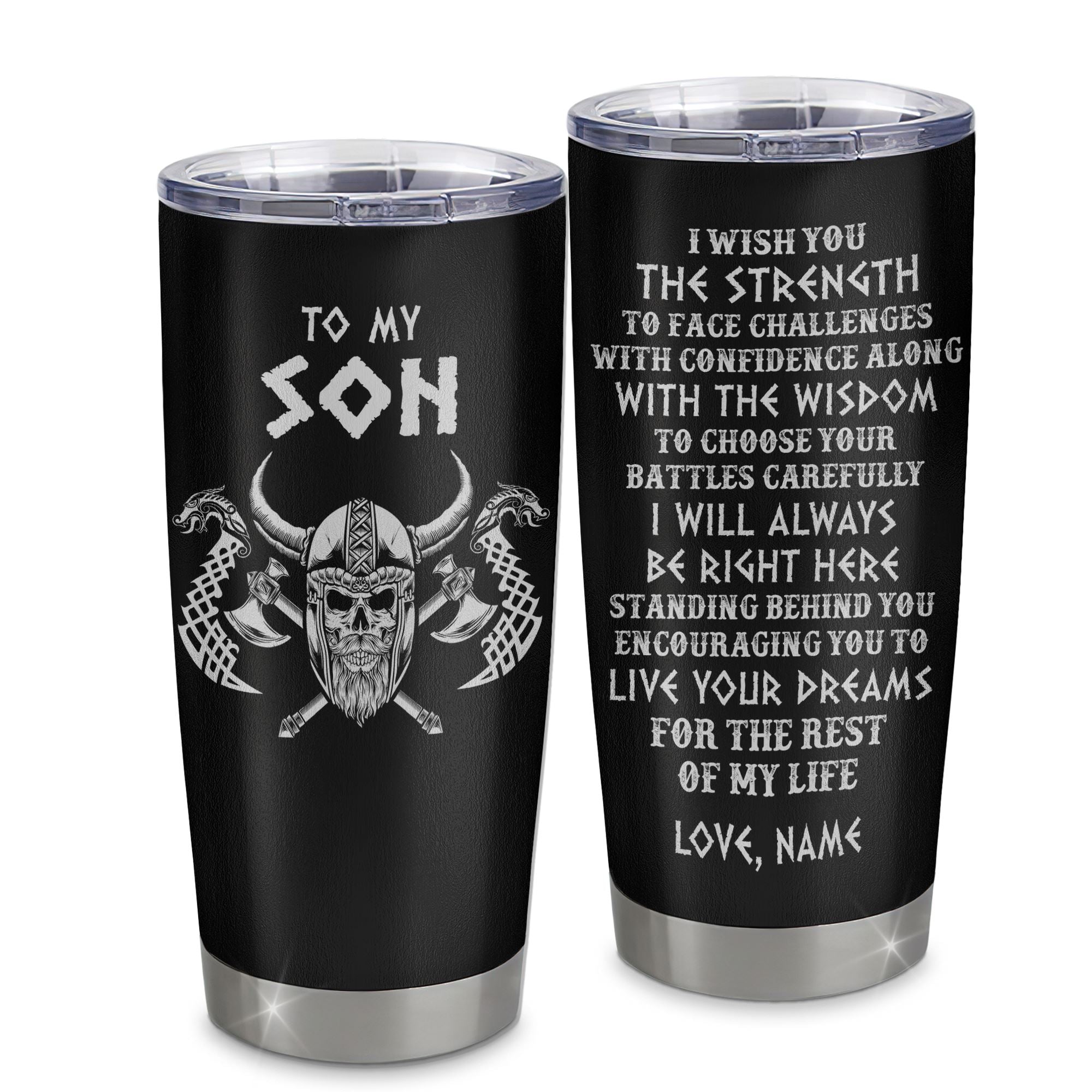 Personalized To My Son Viking Tumbler From Mom Dad Father I Wish You The Strength Scandinavian Norse Runes Viking For Men Birthday Gifts Christmas Custom Travel Mug | teecentury