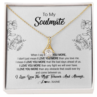 Alluring Beauty Necklace 18K Yellow Gold Finish | Personalized To My Soulmate Necklace For Women Future Wife Girlfriend Love You Birthday Anniversary Wedding Valentines Day Christmas Customized Message Card | teecentury