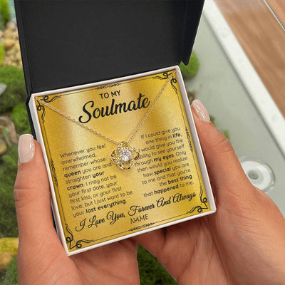Love Knot Necklace 18K Yellow Gold Finish | 2 | Personalized To My Soulmate Necklace For Women Hot Wife Romantic From Husband Birthday Anniversary Wedding Valentines Day Customized Gift Box Message Card | teecentury
