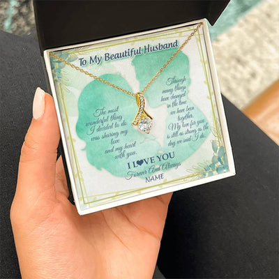 Alluring Beauty Necklace 18K Yellow Gold Finish | 2 | Personalized To My Soulmate Necklace From Husband My Heart With You Soulmate Valentines Wedding Day Birthday Christmas Customized Gift Box Message Card | teecentury
