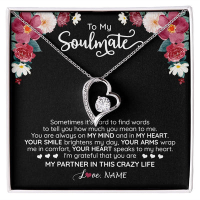 Forever Love Necklace | Personalized To My Soulmate Necklace From Husband You Are My Partner Wife Birthday Anniversary Valentines Day Christmas Customized Gift Box Message Card | teecentury