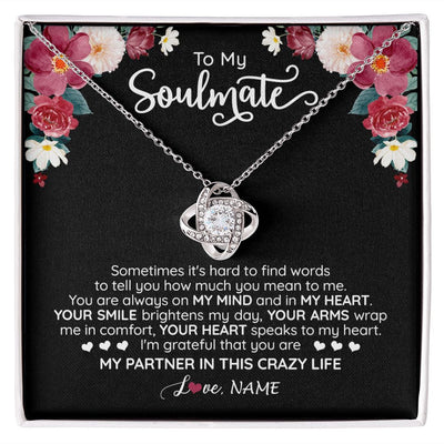 Love Knot Necklace | Personalized To My Soulmate Necklace From Husband You Are My Partner Wife Birthday Anniversary Valentines Day Christmas Customized Gift Box Message Card | teecentury