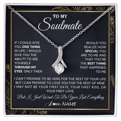 Alluring Beauty Necklace 14K White Gold Finish | 1 | Personalized To My Soulmate Necklace From Husband You Are The Best Thing Soulmate Birthday Anniversary Necklace Valentines Day Customized Gift Box Message Card | teecentury