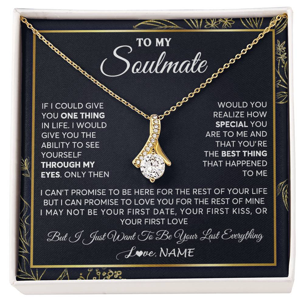 Alluring Beauty Necklace 18K Yellow Gold Finish | 1 | Personalized To My Soulmate Necklace From Husband You Are The Best Thing Soulmate Birthday Anniversary Necklace Valentines Day Customized Gift Box Message Card | teecentury