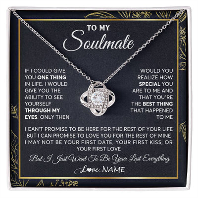 Love Knot Necklace 14K White Gold Finish | 1 | Personalized To My Soulmate Necklace From Husband You Are The Best Thing Soulmate Birthday Anniversary Necklace Valentines Day Customized Gift Box Message Card | teecentury