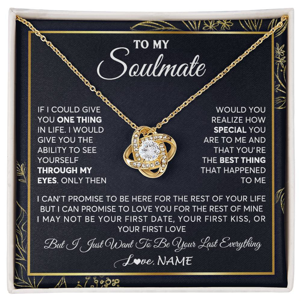 Love Knot Necklace 18K Yellow Gold Finish | 1 | Personalized To My Soulmate Necklace From Husband You Are The Best Thing Soulmate Birthday Anniversary Necklace Valentines Day Customized Gift Box Message Card | teecentury