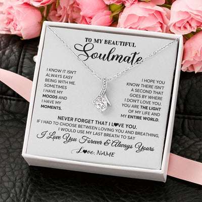 Alluring Beauty Necklace | Personalized To My Soulmate Necklace From Husband You Are The Light Of My Life Wife Birthday Anniversary Valentines Day Customized Gift Box Message Card | teecentury