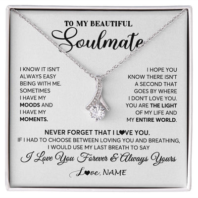 Alluring Beauty Necklace | Personalized To My Soulmate Necklace From Husband You Are The Light Of My Life Wife Birthday Anniversary Valentines Day Customized Gift Box Message Card | teecentury