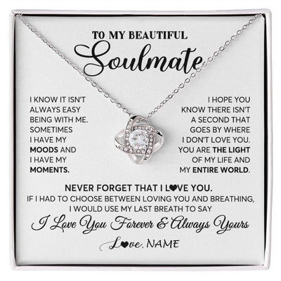 Love Knot Necklace | Personalized To My Soulmate Necklace From Husband You Are The Light Of My Life Wife Birthday Anniversary Valentines Day Customized Gift Box Message Card | teecentury