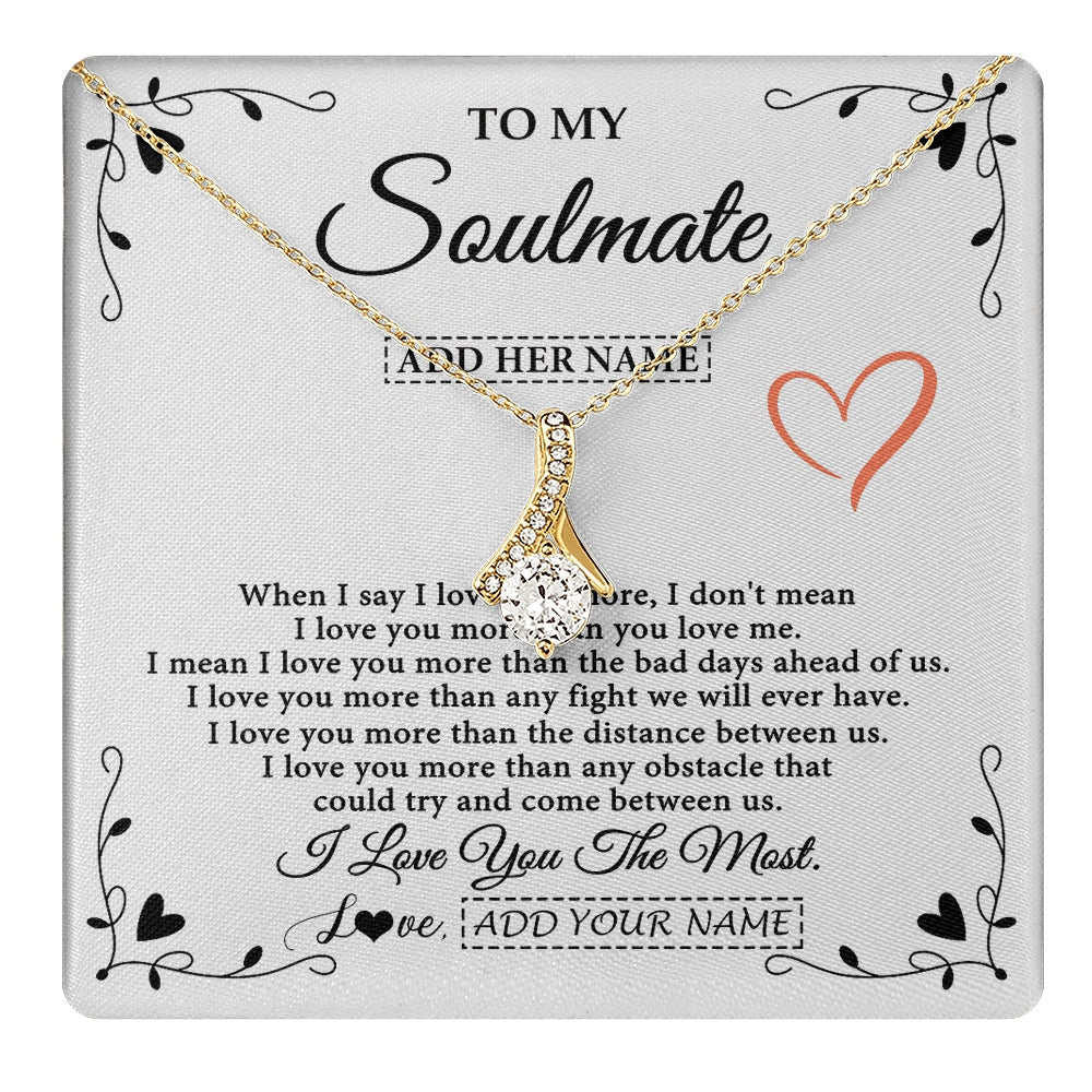 Alluring Beauty Necklace 18K Yellow Gold Finish | 1 | Personalized To My Soulmate Necklace Gift For Her I Love You More Than Anything Pendant Love For Women Jewelry Birthday Gifts Christmas Gift Box Message Card | https://teecentury.
