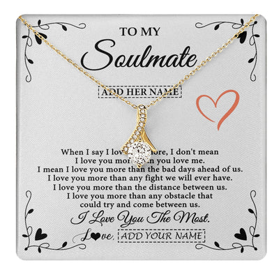 Alluring Beauty Necklace 18K Yellow Gold Finish | 1 | Personalized To My Soulmate Necklace Gift For Her I Love You More Than Anything Pendant Love For Women Jewelry Birthday Gifts Christmas Gift Box Message Card | https://teecentury.