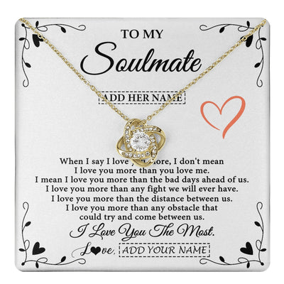 Love Knot Necklace 18K Yellow Gold Finish | 1 | Personalized To My Soulmate Necklace Gift For Her I Love You More Than Anything Pendant Love For Women Jewelry Birthday Gifts Christmas Gift Box Message Card | https://teecentury.