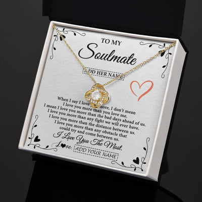 Love Knot Necklace 18K Yellow Gold Finish | 2 | Personalized To My Soulmate Necklace Gift For Her I Love You More Than Anything Pendant Love For Women Jewelry Birthday Gifts Christmas Gift Box Message Card | https://teecentury.
