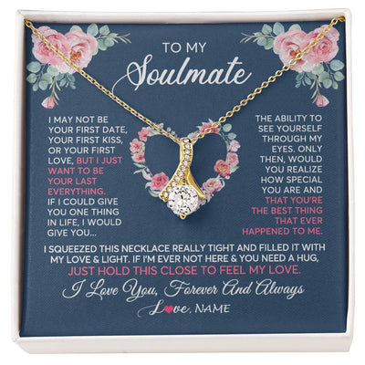 Alluring Beauty Necklace 18K Yellow Gold Finish | 1 | Personalized To My Soulmate Necklace I Love You Romantic For Girlfriend Future Wife Anniversary Wedding Birthday Christmas Customized Gift Box Message Card | teecentury