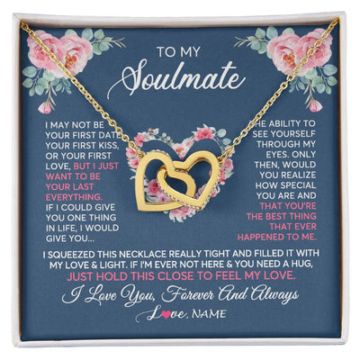 Interlocking Hearts Necklace 18K Yellow Gold Finish | 1 | Personalized To My Soulmate Necklace I Love You Romantic For Girlfriend Future Wife Anniversary Wedding Birthday Christmas Customized Gift Box Message Card | teecentury