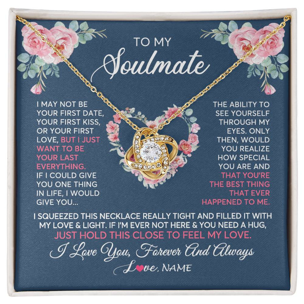 Love Knot Necklace 18K Yellow Gold Finish | 1 | Personalized To My Soulmate Necklace I Love You Romantic For Girlfriend Future Wife Anniversary Wedding Birthday Christmas Customized Gift Box Message Card | teecentury