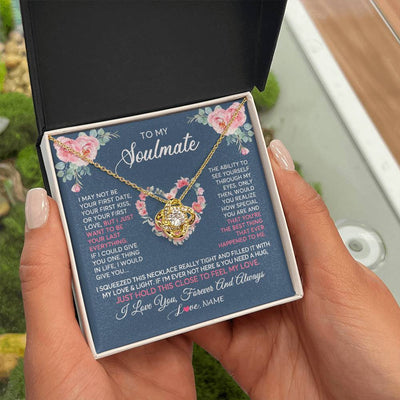 Love Knot Necklace 18K Yellow Gold Finish | 2 | Personalized To My Soulmate Necklace I Love You Romantic For Girlfriend Future Wife Anniversary Wedding Birthday Christmas Customized Gift Box Message Card | teecentury