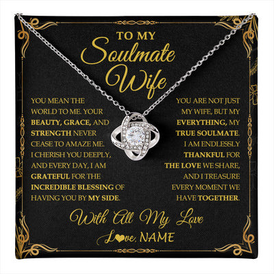 Love Knot Necklace 14K White Gold Finish | 1 | Personalized To My Soulmate Wife Necklace My Heart Wife Jewelry Romantic Birthday Gifst Anniversary Wedding Day Christmas Customized Gift Box Message Card | teecentury