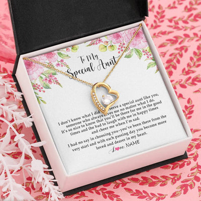 Forever Love Necklace 18K Yellow Gold Finish | Personalized To My Special Aunt Necklace From Niece Nephew Deserve A Special Aunt Pendant Birthday Monthers Day Christmas Customized Gift Box Message Card | teecentury