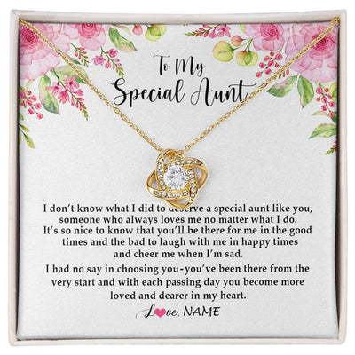 Love Knot Necklace 18K Yellow Gold Finish | Personalized To My Special Aunt Necklace From Niece Nephew Deserve A Special Aunt Pendant Birthday Monthers Day Christmas Customized Gift Box Message Card | teecentury
