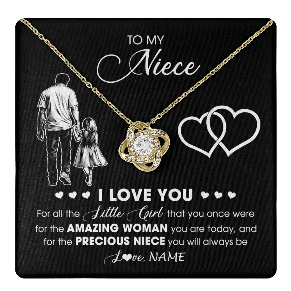 Love Knot Necklace 18K Yellow Gold Finish | 1 | Personalized To My Stepdaughter Necklace From Stepfather I Love You Little Girl Stepdaughter Birthday Christmas Jewelry Customized Gift Box Message Card | teecentury