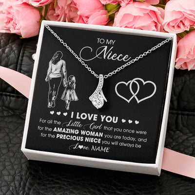 Alluring Beauty Necklace 14K White Gold Finish | 2 | Personalized To My Stepdaughter Necklace From Stepmother I Love You Little Girl Stepdaughter Birthday Christmas Jewelry Customized Gift Box Message Card | teecentury