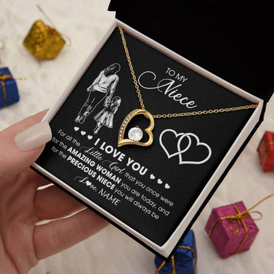 Forever Love Necklace 18K Yellow Gold Finish | 2 | Personalized To My Stepdaughter Necklace From Stepmother I Love You Little Girl Stepdaughter Birthday Christmas Jewelry Customized Gift Box Message Card | teecentury