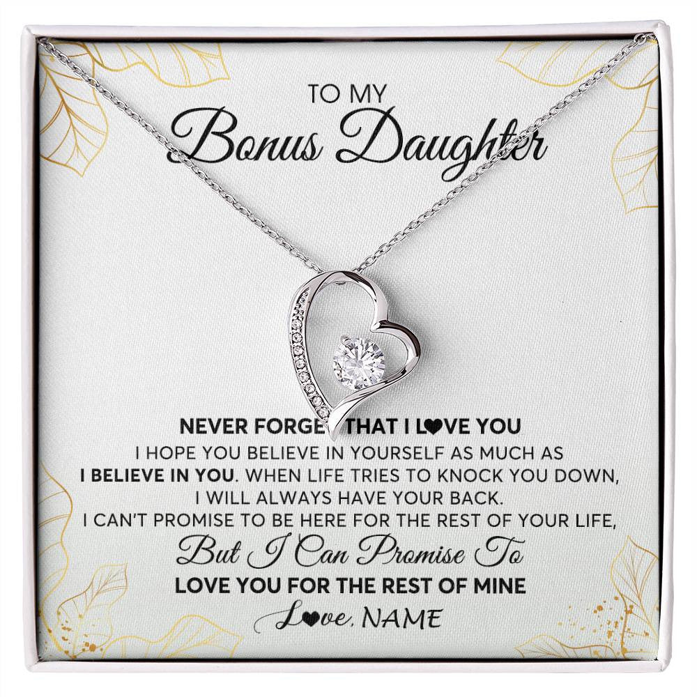 Forever Love Necklace | Personalized To My Stepdaughter Necklace From Stepmother Never Forget That I Love You Stepdaughter Birthday Christmas Customized Gift Box Message Card | teecentury
