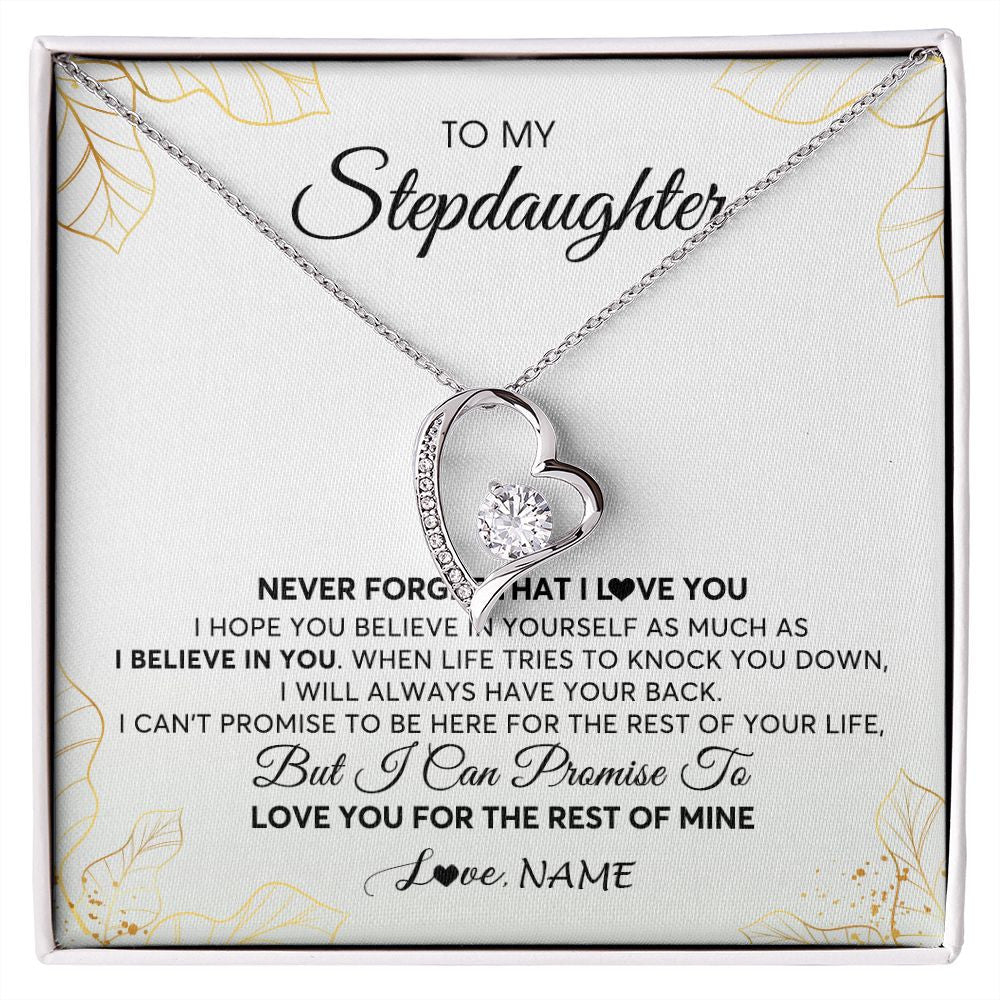 Forever Love Necklace | Personalized To My Stepdaughter Necklace From Stepmother Never Forget That I Love You Stepdaughter Birthday Christmas Customized Gift Box Message Card | teecentury