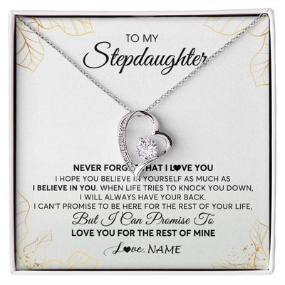 Forever Love Necklace | Personalized To My Stepdaughter Necklace From Stepmother Never Forget That I Love You Stepdaughter Birthday Christmas Customized Gift Box Message Card | teecentury