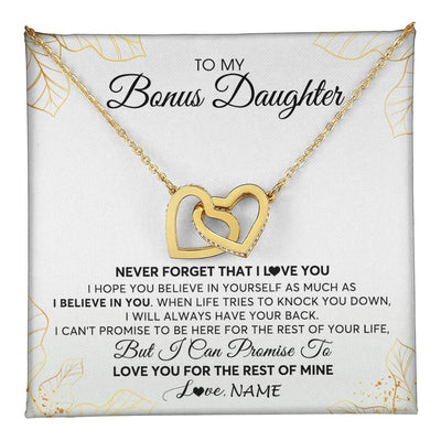 Interlocking Hearts Necklace 18K Yellow Gold Finish | 1 | Personalized To My Stepdaughter Necklace From Stepmother Never Forget That I Love You Stepdaughter Birthday Christmas Customized Gift Box Message Card | teecentury