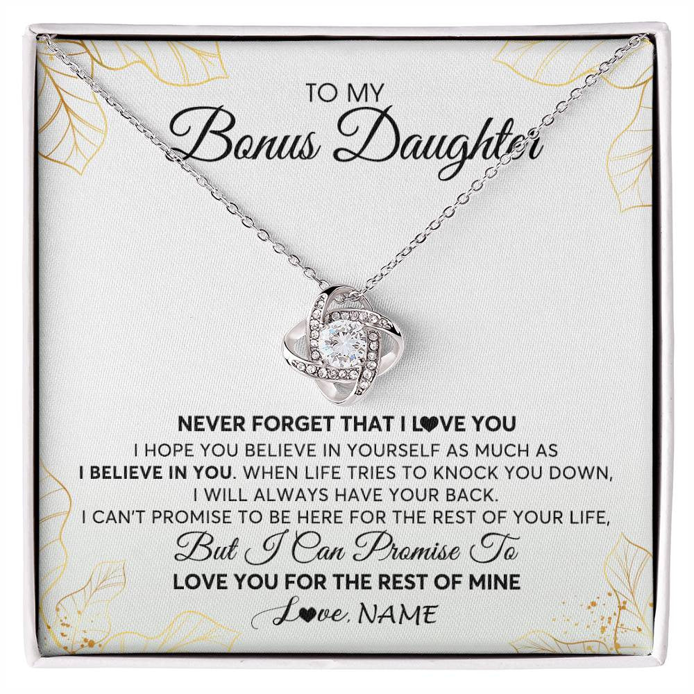 Love Knot Necklace | Personalized To My Stepdaughter Necklace From Stepmother Never Forget That I Love You Stepdaughter Birthday Christmas Customized Gift Box Message Card | teecentury