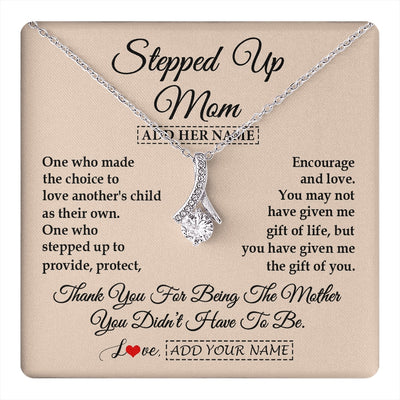 Alluring Beauty Necklace 14K White Gold Finish | 1 | Personalized To My Stepped Up Mom Necklace From Stepdaughter Stepson Thank You For Being The Mother Bonus Mom Gifts Birthday Mothers Day Gift Box Message Card | https://teecentury.