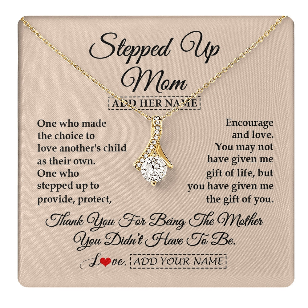 Alluring Beauty Necklace 18K Yellow Gold Finish | 1 | Personalized To My Stepped Up Mom Necklace From Stepdaughter Stepson Thank You For Being The Mother Bonus Mom Gifts Birthday Mothers Day Gift Box Message Card | https://teecentury.