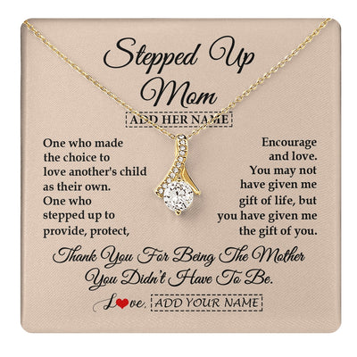 Alluring Beauty Necklace 18K Yellow Gold Finish | 1 | Personalized To My Stepped Up Mom Necklace From Stepdaughter Stepson Thank You For Being The Mother Bonus Mom Gifts Birthday Mothers Day Gift Box Message Card | https://teecentury.