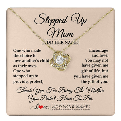 Love Knot Necklace 18K Yellow Gold Finish | 1 | Personalized To My Stepped Up Mom Necklace From Stepdaughter Stepson Thank You For Being The Mother Bonus Mom Gifts Birthday Mothers Day Gift Box Message Card | https://teecentury.