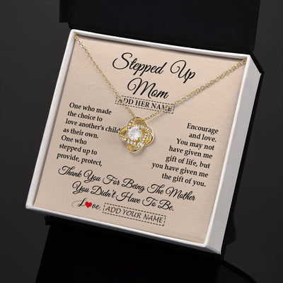 Love Knot Necklace 18K Yellow Gold Finish | 2 | Personalized To My Stepped Up Mom Necklace From Stepdaughter Stepson Thank You For Being The Mother Bonus Mom Gifts Birthday Mothers Day Gift Box Message Card | https://teecentury.