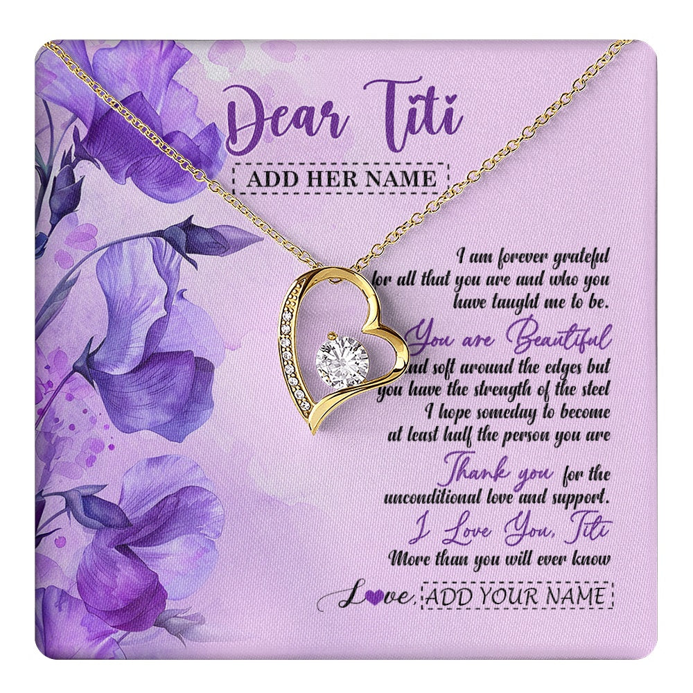 Forever Love Necklace 18K Yellow Gold Finish | 1 | Personalized To My Titi Gifts From Niece Nephew Necklace Flower You Are Beautiful Gifts For Titi Mothers Day Birthday Christmas Custom Gift Box Message Card | teecentury.myshopify