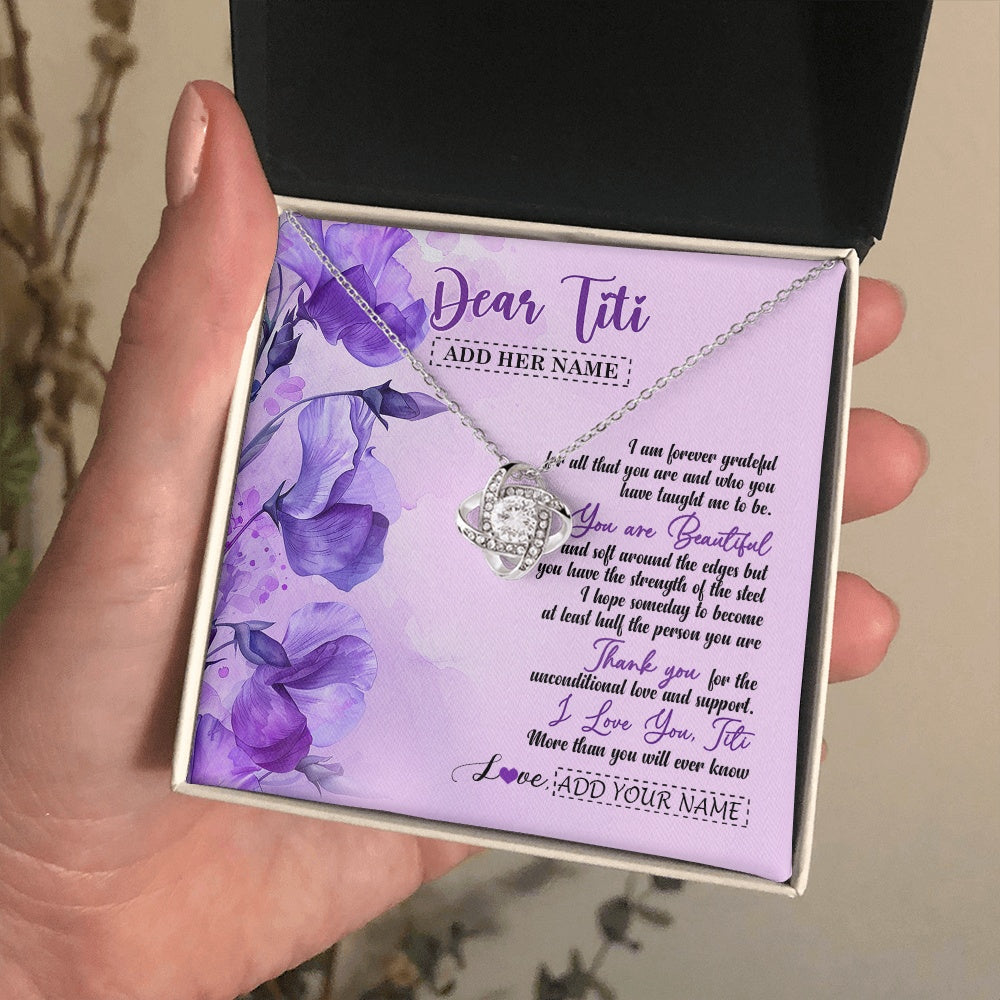 Love Knot Necklace 14K White Gold Finish | 2 | Personalized To My Titi Gifts From Niece Nephew Necklace Flower You Are Beautiful Gifts For Titi Mothers Day Birthday Christmas Custom Gift Box Message Card | teecentury.myshopify