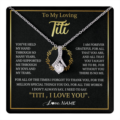 Alluring Beauty Necklace 14K White Gold Finish | 1 | Personalized To My Titi Gifts Necklace From Niece Nephew Grateful Thank You Titi Birthday Gifts Mothers Day Jewelry Christmas Customized Gift Box Message | teecentury