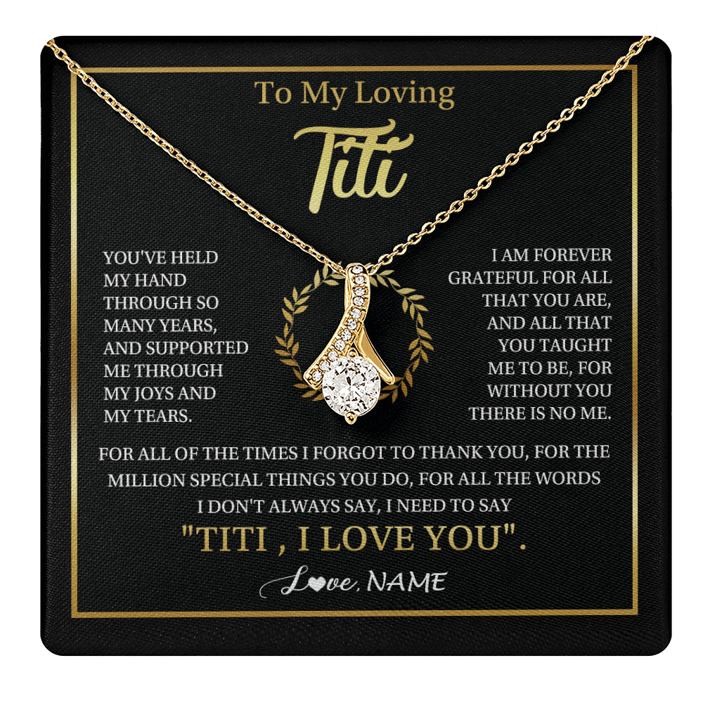 Alluring Beauty Necklace 18K Yellow Gold Finish | 1 | Personalized To My Titi Gifts Necklace From Niece Nephew Grateful Thank You Titi Birthday Gifts Mothers Day Jewelry Christmas Customized Gift Box Message | teecentury