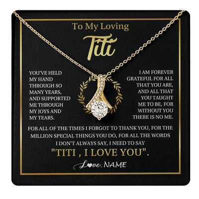 Alluring Beauty Necklace 18K Yellow Gold Finish | 1 | Personalized To My Titi Gifts Necklace From Niece Nephew Grateful Thank You Titi Birthday Gifts Mothers Day Jewelry Christmas Customized Gift Box Message | teecentury