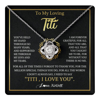 Love Knot Necklace 14K White Gold Finish | 1 | Personalized To My Titi Gifts Necklace From Niece Nephew Grateful Thank You Titi Birthday Gifts Mothers Day Jewelry Christmas Customized Gift Box Message | teecentury