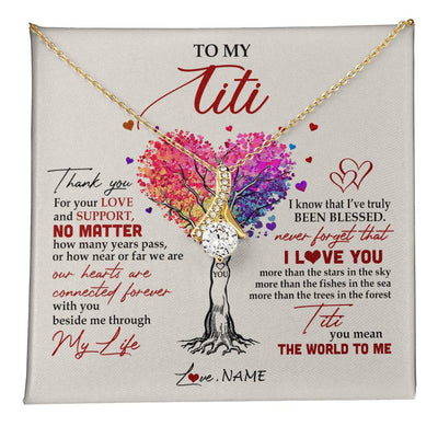 Alluring Beauty Necklace 18K Yellow Gold Finish | 1 | Personalized To My Titi Necklace From Niece Nephew Never Forget That I Love You You Mean The World Titi Birthday Mothers Day Christmas Customized Gift Box Message Card | teecentury