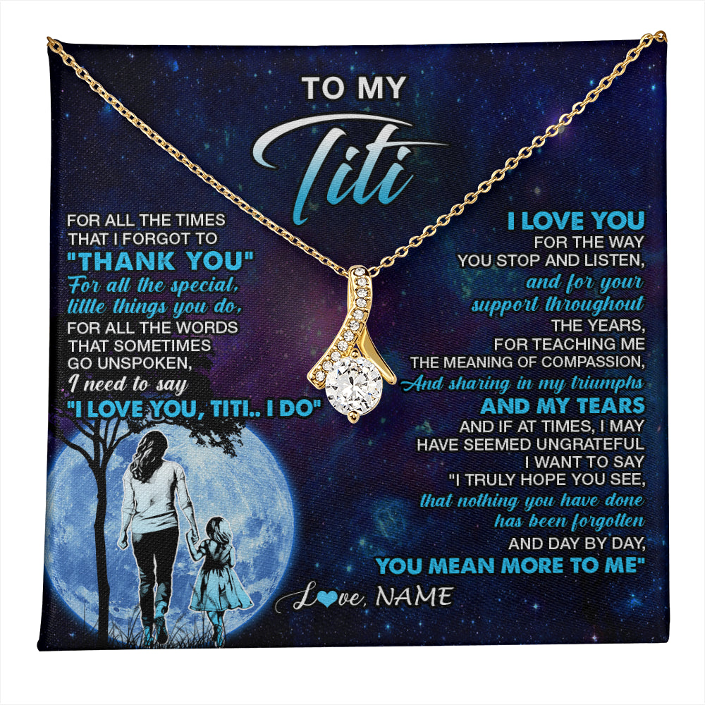 Alluring Beauty Necklace 18K Yellow Gold Finish | 1 | Personalized To My Titi Necklace From Niece Thank You Day By Day Titi Birthday Gifts Mothers Day Christmas Customized Gift Box Message Card | teecentury