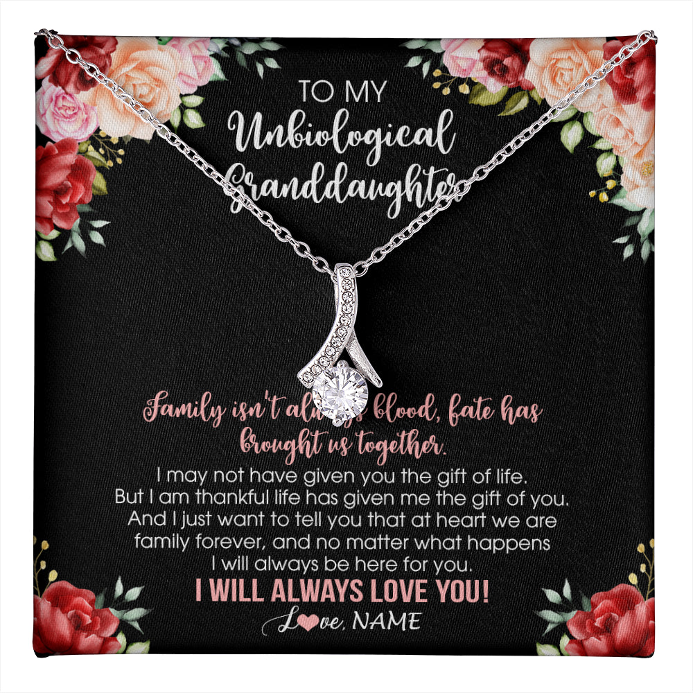 Alluring Beauty Necklace 14K White Gold Finish | 1 | Personalized To My Unbiological Granddaughter Necklace Family Together Birthday Gifts For Bonus Granddaughter Christmas Customized Gift Box Message Card | teecentury