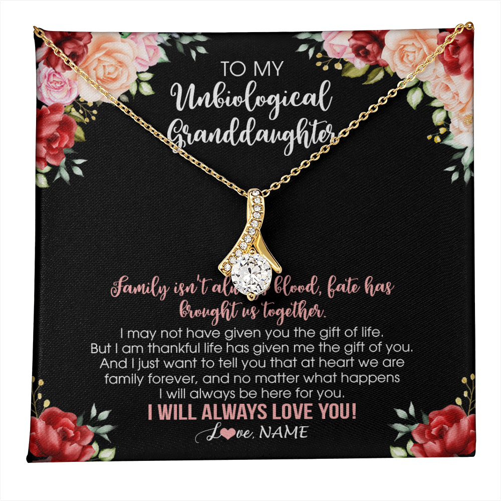 Alluring Beauty Necklace 18K Yellow Gold Finish | 1 | Personalized To My Unbiological Granddaughter Necklace Family Together Birthday Gifts For Bonus Granddaughter Christmas Customized Gift Box Message Card | teecentury