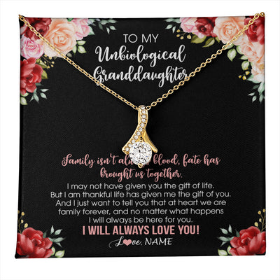 Alluring Beauty Necklace 18K Yellow Gold Finish | 1 | Personalized To My Unbiological Granddaughter Necklace Family Together Birthday Gifts For Bonus Granddaughter Christmas Customized Gift Box Message Card | teecentury