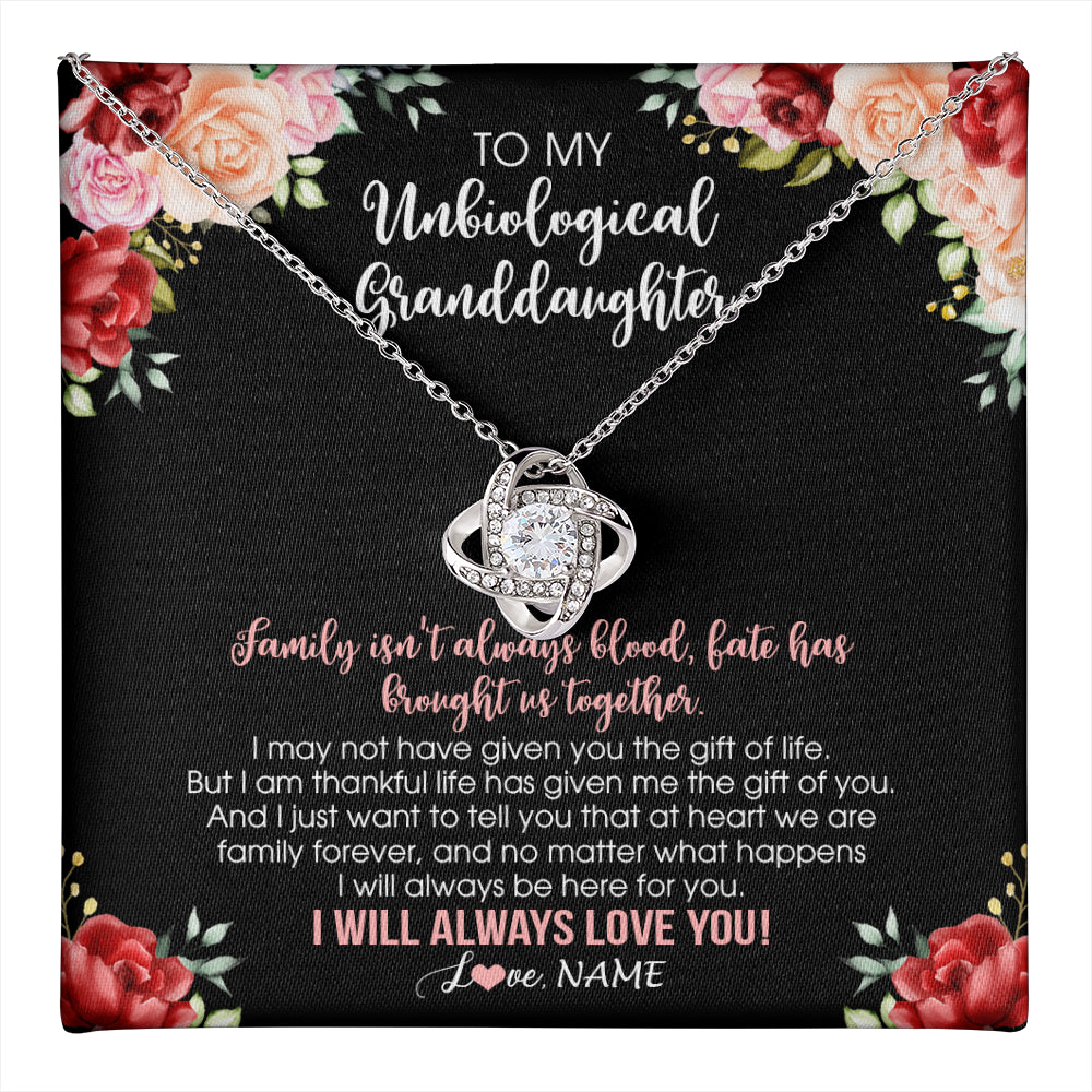 Love Knot Necklace 14K White Gold Finish | 1 | Personalized To My Unbiological Granddaughter Necklace Family Together Birthday Gifts For Bonus Granddaughter Christmas Customized Gift Box Message Card | teecentury
