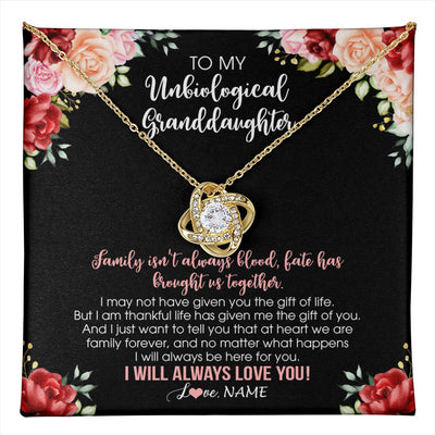 Love Knot Necklace 18K Yellow Gold Finish | 1 | Personalized To My Unbiological Granddaughter Necklace Family Together Birthday Gifts For Bonus Granddaughter Christmas Customized Gift Box Message Card | teecentury